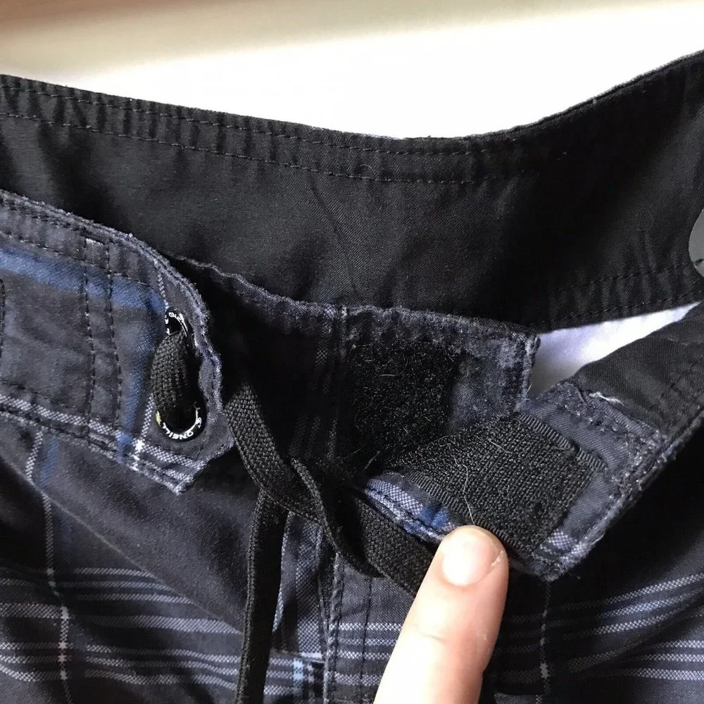 ONEILL Board-shorts Gray Blue Plaid Swim‎ Suit Trunks Beach Size 36 10.5 inseam